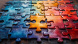 © Vertigo Images - A colorful jigsaw puzzle with a missing piece in the center.