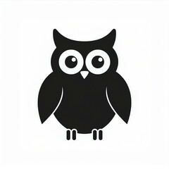 Wall Mural - owl black icon isolated on white