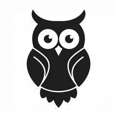 Wall Mural - owl black icon isolated on white