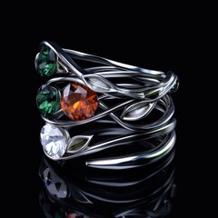 Sticker - Silver Ring with Gems.