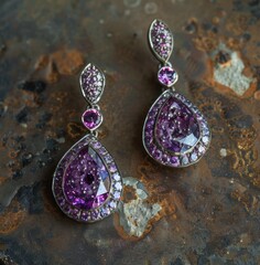 Sticker - Purple Gemstone Earrings.