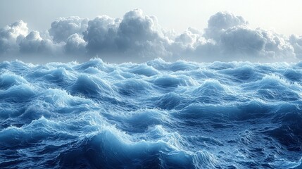 Sticker - Dramatic Blue Ocean Waves Under Cloudy Sky