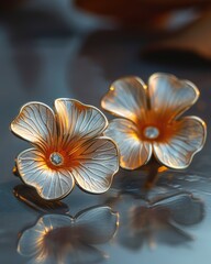 Sticker - Gold Flower Earrings.