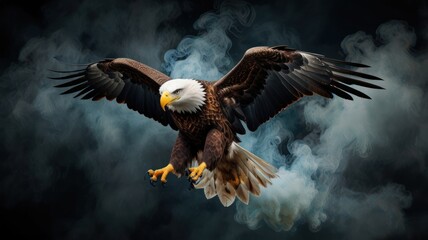 Sticker - Bald Eagle Soaring Through Smoke