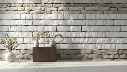 Wall Mural - weathered white brick wall texture showcasing the charm of old interiors and natural stone elements