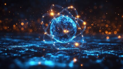 Wall Mural - Abstract Atom 3D Rendering