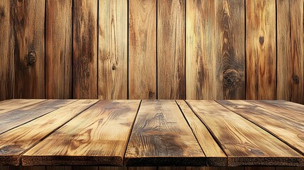 Poster - The background of the table top is a brown wood grain. Old table top with wooden boards and planks made of natural wood are hardwood floors with dark surface grain. Summery laminate wall 