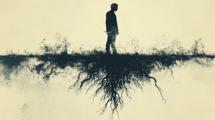 Canvas Print - Silhouette of Man with Roots