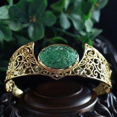 Canvas Print - Gold Bracelet Green Gem.