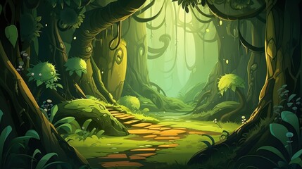 Wall Mural - A Stone Path Through a Lush Green Forest