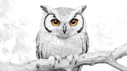 Wall Mural - A Detailed Drawing of an Owl