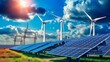 © GenerativeAIpicture - A field of solar panels with wind turbines in the background