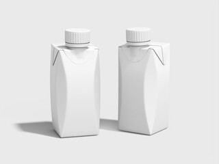 3D Mockup of Two Blank White Carton Milk Packages