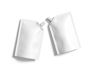 Wall Mural - Flat Lay White Blank Two Spout Pouches Mockup 3D Isolated