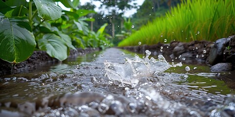 water flowing into the water