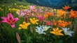 © Theeranan - A field of wild lilies in bloom, their vibrant colors standing out against the green landscape.