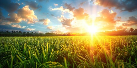 Wall Mural - sunset over the field