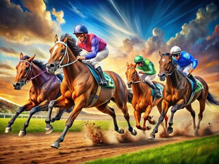 Vibrant and Dynamic Horse Racing Icons Illustrating Speed, Competition, and Equestrian Spirit in Action