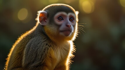 Wall Mural - Curious Monkey in Golden Light