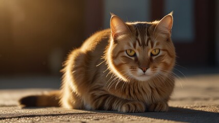 Wall Mural - Orange Tabby Cat in the Sunlight