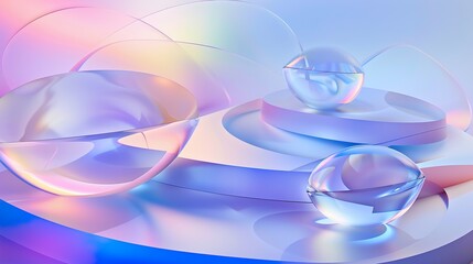 Wall Mural - Color_gradient_dreamy_geometric_fluid_shape_display