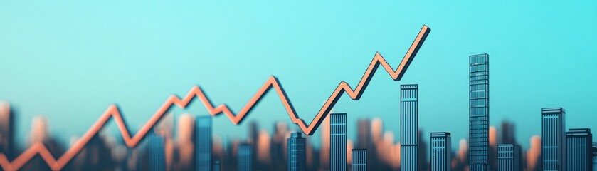 A vibrant financial chart showing growth trends against a city skyline, symbolizing economic progress and investment potential.