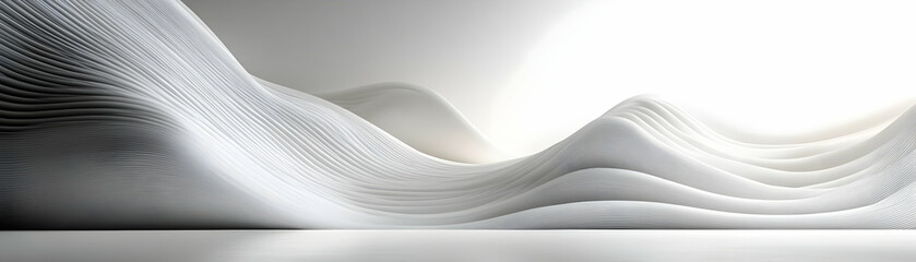 Wall Mural - abstract white wave background with smooth lines in 3d rendering