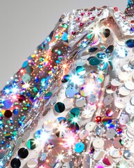Aufkleber - Vibrant Sequin Embroidery Close-Up with Reflective Light Effects