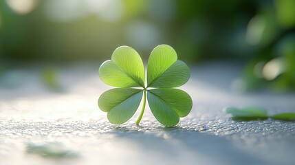 Canvas Print - Four Leaf Clover Macro Photography Close Up Green Nature