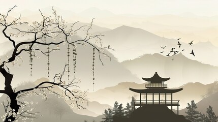 Wall Mural - Background_of_Chinese_national_style_landscape_