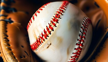 Intricate Close-Up of Baseball Seam with Generous Copyspace for Text or Design