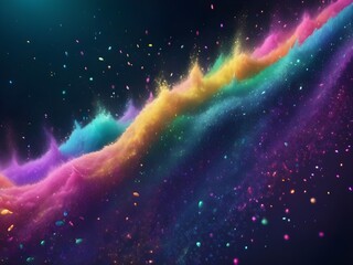 Wall Mural - abstract pastel neon rainbow colored glitter particles flow with shallow depth of field underwater dust