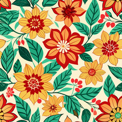 Wall Mural - seamless floral pattern