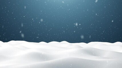 Wall Mural - Loop snowy white landscape with snowfall copy space background.