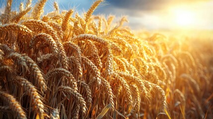 Wall Mural - Golden Wheat Field at Sunset