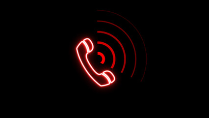 Dial calling icon concept and radio wave background. Red voice ring signal and radio wave icon