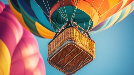 Close-up of a hot air balloon's basket as it lifts off during the Albuquerque International Balloon Fiesta.