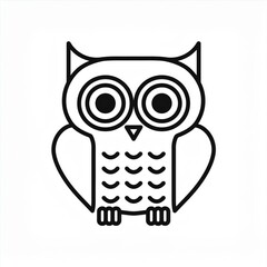 Wall Mural - owl black line icon isolated on white