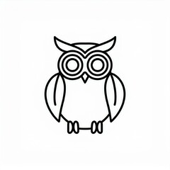 Wall Mural - owl black line icon isolated on white