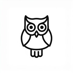 Wall Mural - owl black line icon isolated on white