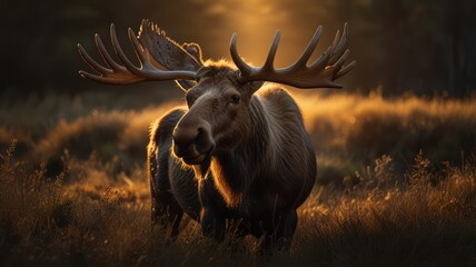 Wall Mural - Majestic Moose at Sunset