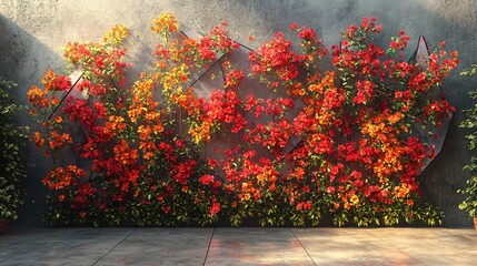 Sticker - Blooming Flower Wall with Stone Floor