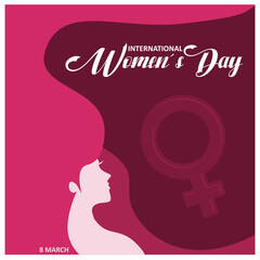 Wall Mural - Silhouette of a woman for International Women's Day. Women's rights activism. Women's Day concept. Flat vector illustration.