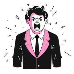  fearfully angry business illustration of a man 