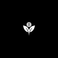 Poster - Money tree growth icon isolated on dark background