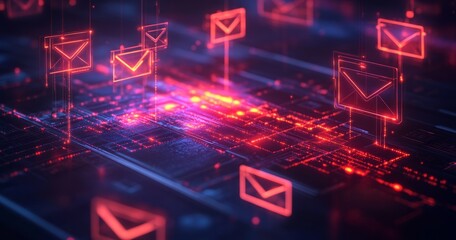 Digital email communication abstract background