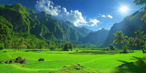 Wall Mural - landscape with mountains