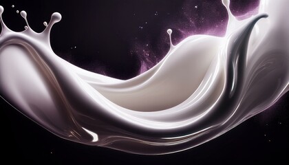 Wall Mural - abstract background with smoke, milk splash, Glossy cream milk fluid banner, modern macro photorealistic abstract background illustration Flowing liquid with splashes in white color