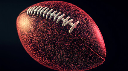 Wall Mural - A detailed view of a red American football highlighting its unique texture and design