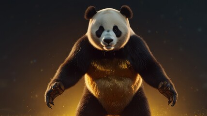 Wall Mural - Giant Panda with Golden Glow